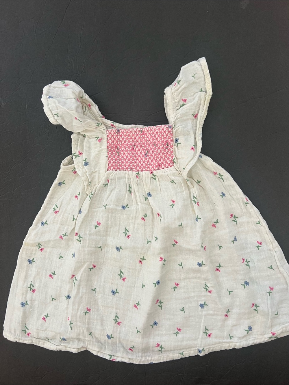 18-24 Old Navy toddler girl Dress cream w florals, white w embroidery florals